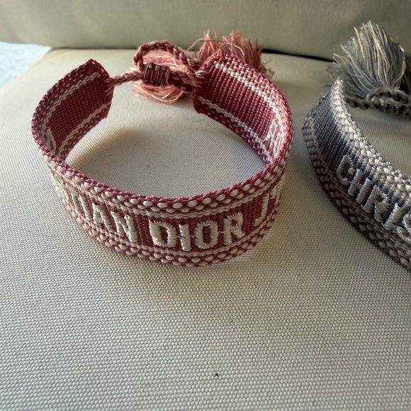 Dior Pink and Gray Woven Logo Bracelets - Picture 2 of 5